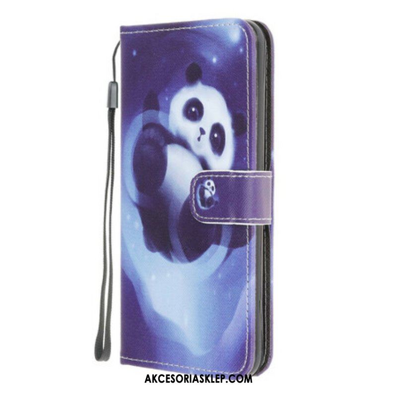 Etui Folio do Samsung Galaxy M12 / A12 z Łańcuch Panda Space Ze Smyczą