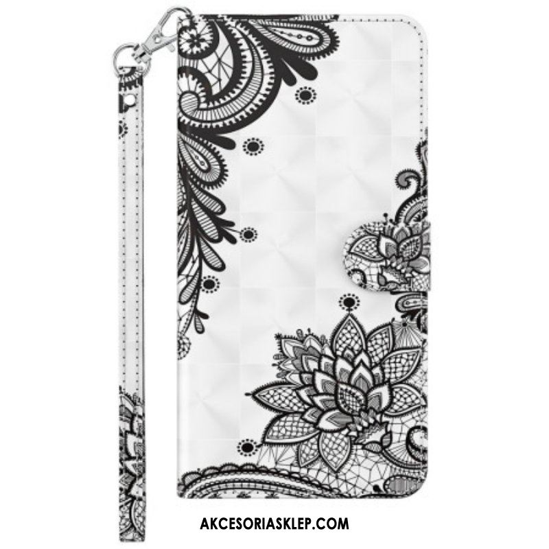 Etui Folio do Samsung Galaxy M13 Koronka Z Paskiem