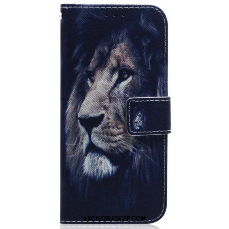 Etui Folio do Samsung Galaxy M13 z Łańcuch Smycz Lew