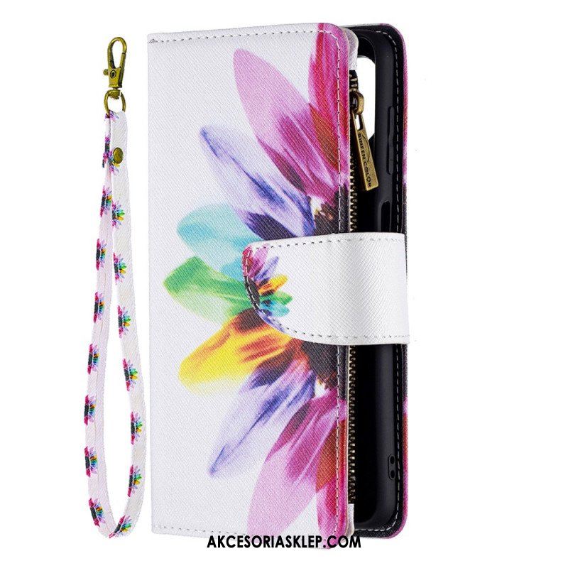 Etui Folio do Samsung Galaxy M32 Kieszonka Zapinana Na Zamek W Kwiaty