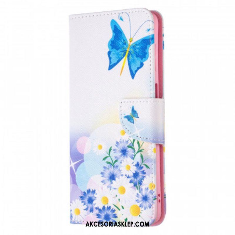 Etui Folio do Samsung Galaxy M52 5G Motyl I Kwiaty