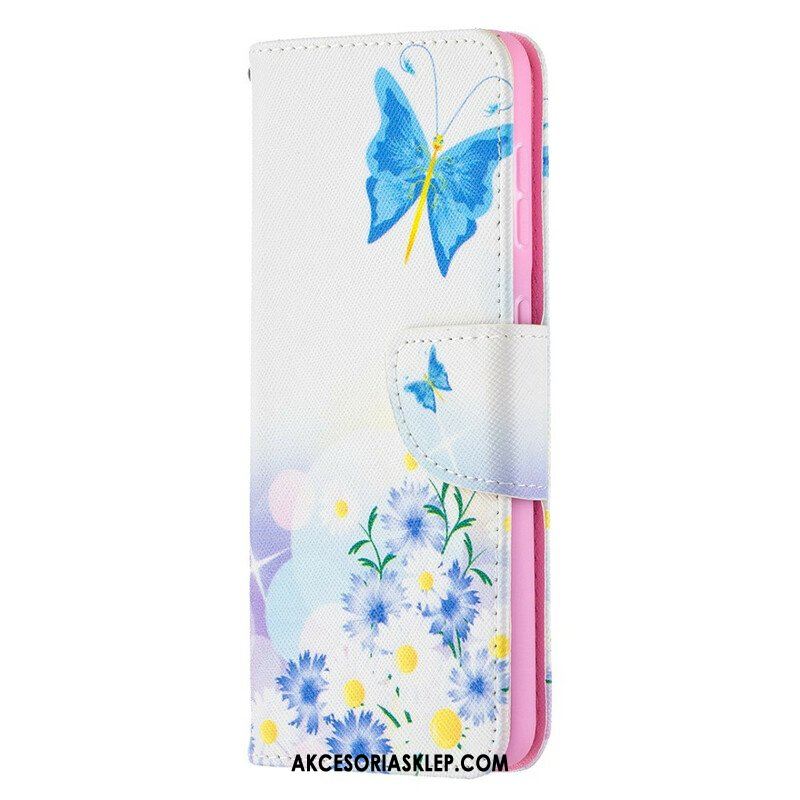 Etui Folio do Samsung Galaxy S21 5G Malowane Motyle I Kwiaty