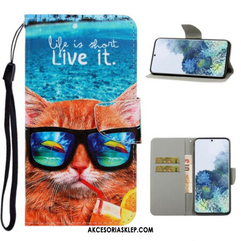 Etui Folio do Samsung Galaxy S21 5G z Łańcuch Cat Live It Strappy