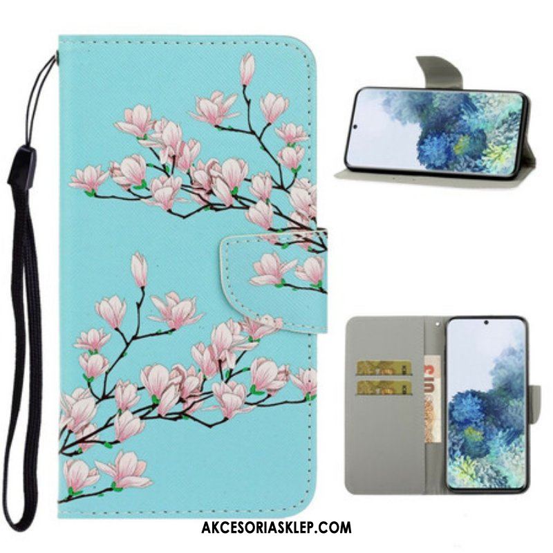 Etui Folio do Samsung Galaxy S21 5G z Łańcuch Pasiasty Krzew