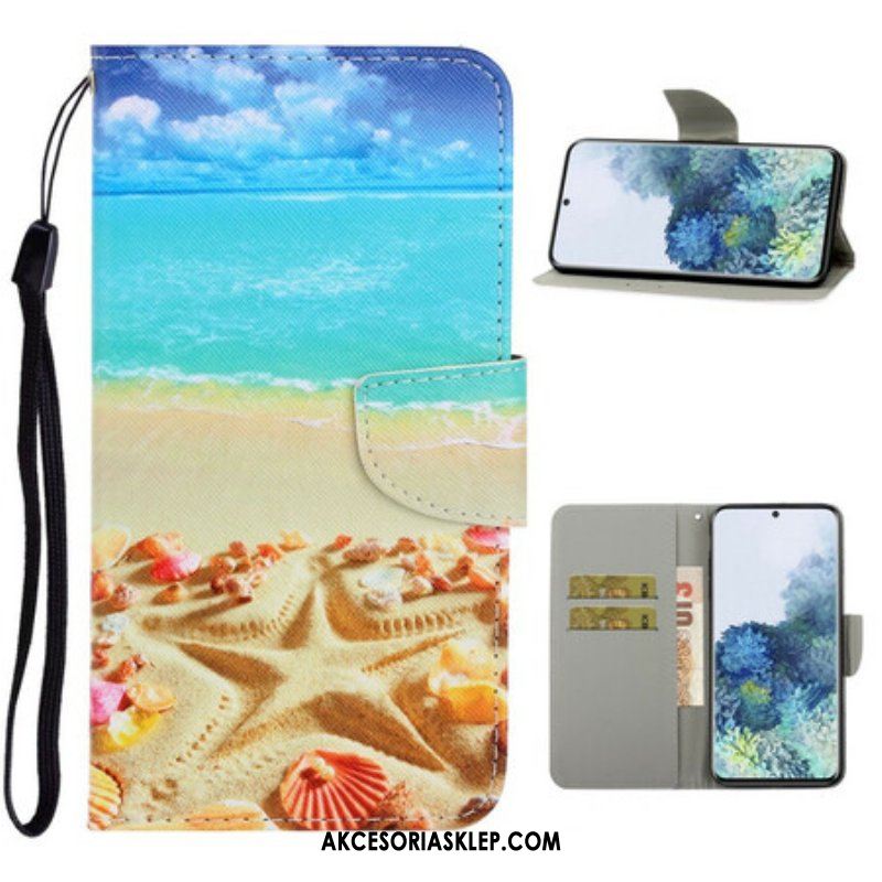 Etui Folio do Samsung Galaxy S21 5G z Łańcuch Plaża Smyczkowa