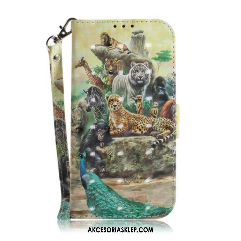 Etui Folio do Samsung Galaxy S21 5G z Łańcuch Stringi Safari Animals