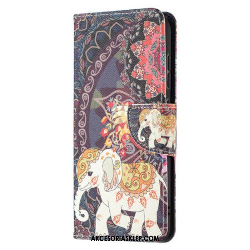 Etui Folio do Samsung Galaxy S21 FE Mandala Etnicznych Słoni