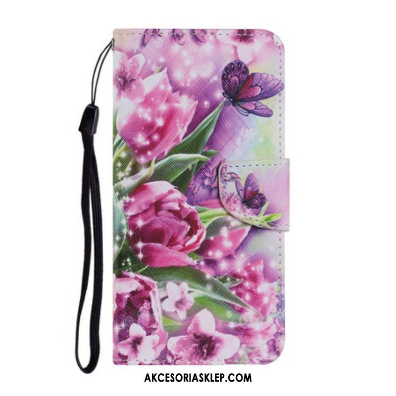 Etui Folio do Samsung Galaxy S21 FE Motyle I Tulipany