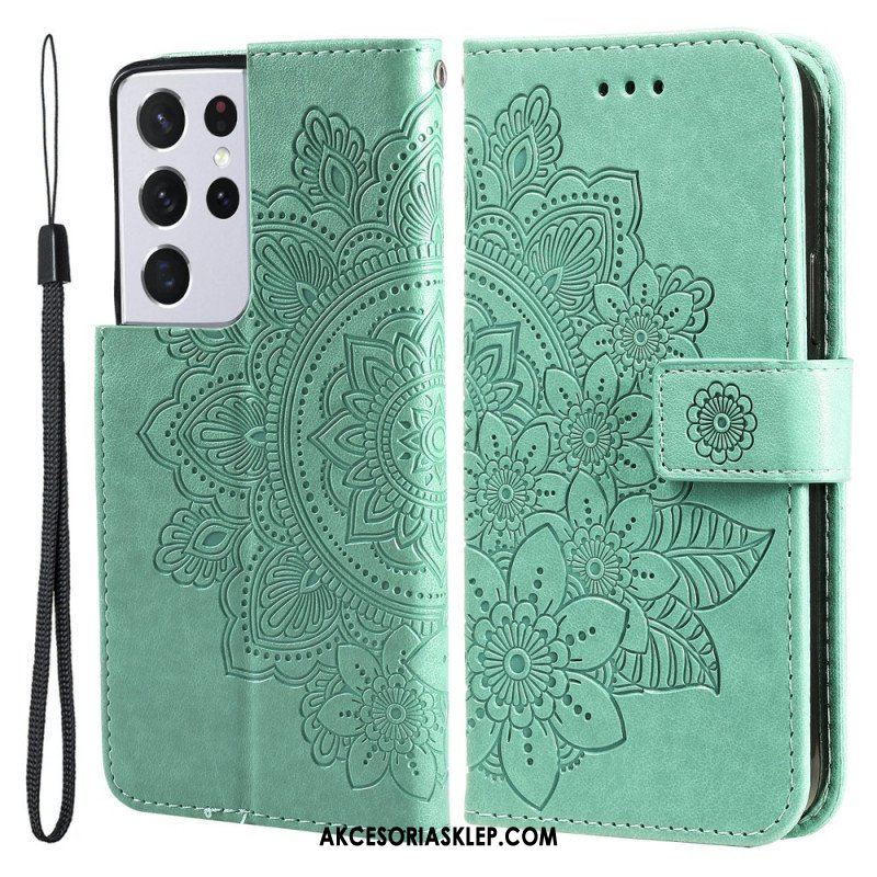 Etui Folio do Samsung Galaxy S21 Ultra 5G Kwiatowa Mandala