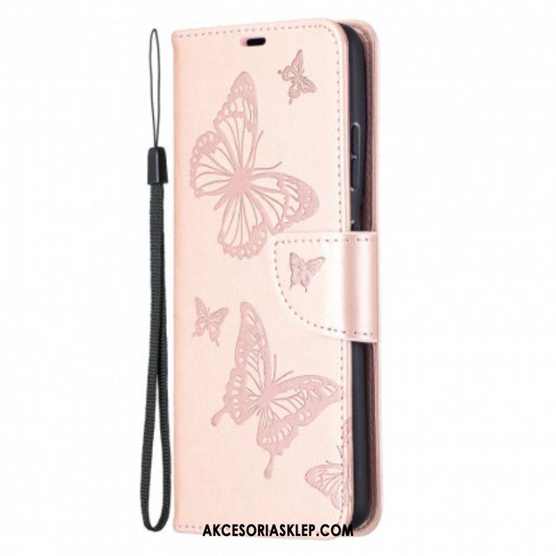 Etui Folio do Samsung Galaxy S21 Ultra 5G Motyle W Locie Z Smyczą