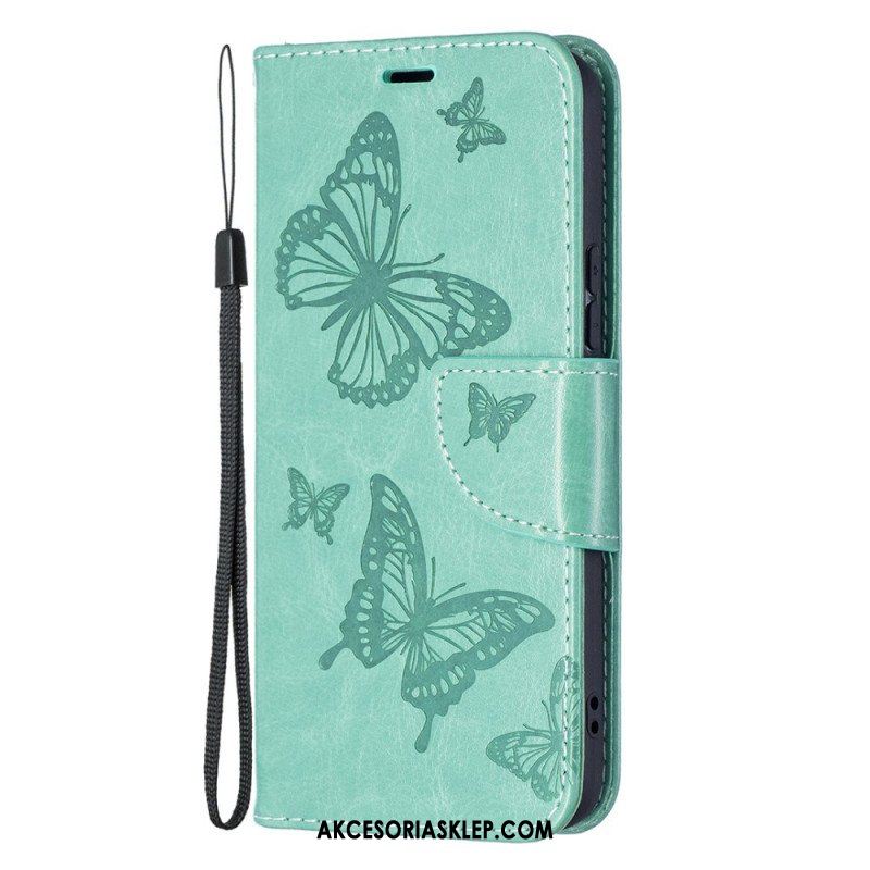 Etui Folio do Samsung Galaxy S22 5G Motyle W Locie Z Smyczą