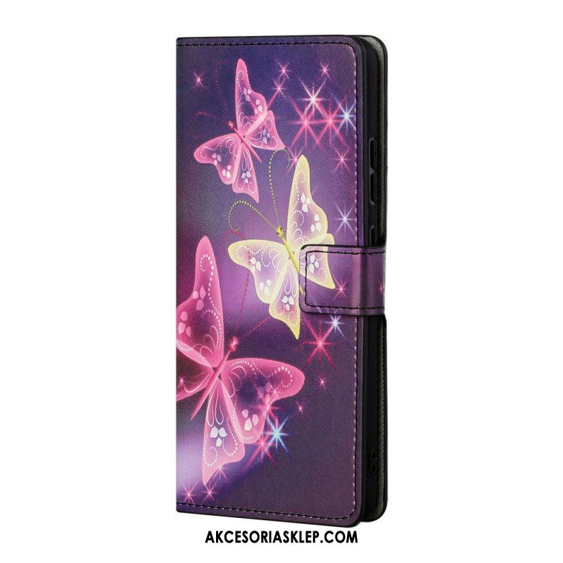 Etui Folio do Samsung Galaxy S22 Plus 5G Motyle I Kwiaty