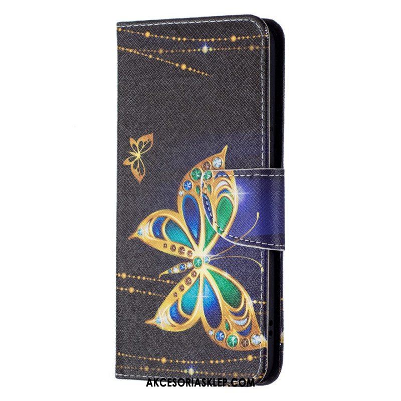 Etui Folio do Samsung Galaxy S22 Plus 5G Złote Motyle