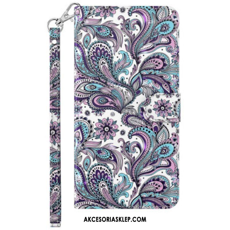 Etui Folio do Samsung Galaxy S23 Plus 5G z Łańcuch Pasiasty Wzór Paisley