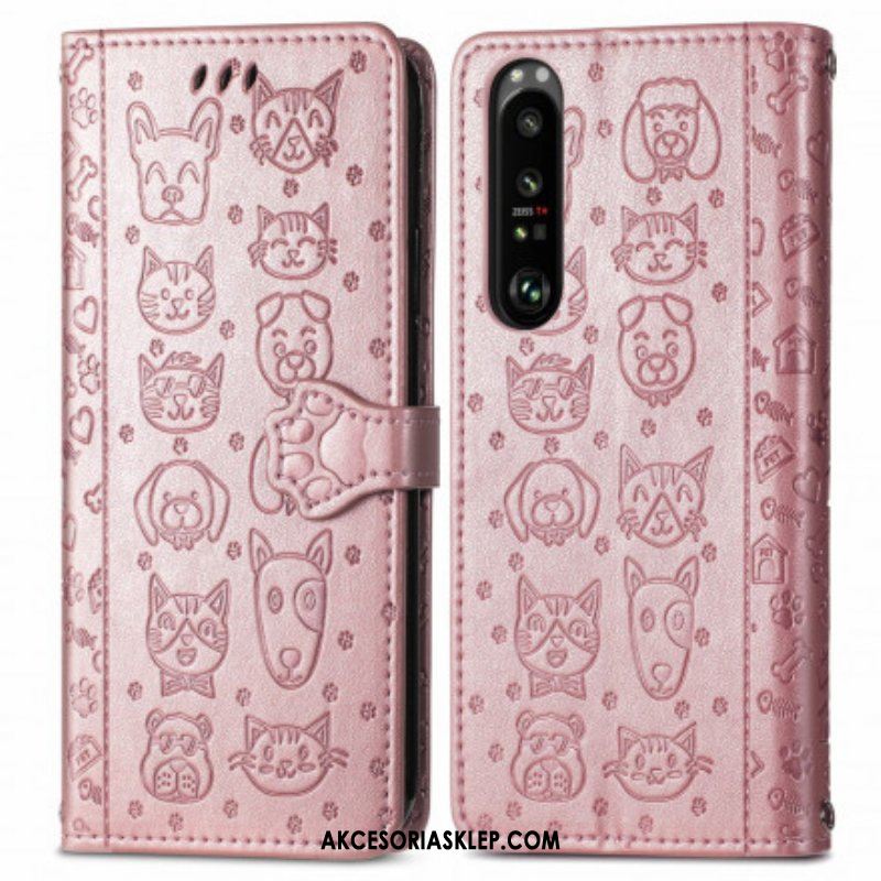 Etui Folio do Sony Xperia 1 III Animowane Zwierzęta