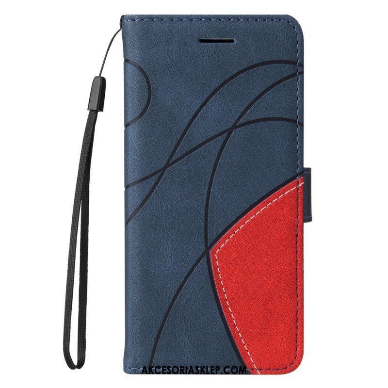 Etui Folio do Vivo Y16 z Łańcuch Dwukolorowy Pasek