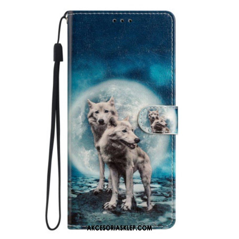 Etui Folio do Xiaomi 12 Lite z Łańcuch Smycz Wilk