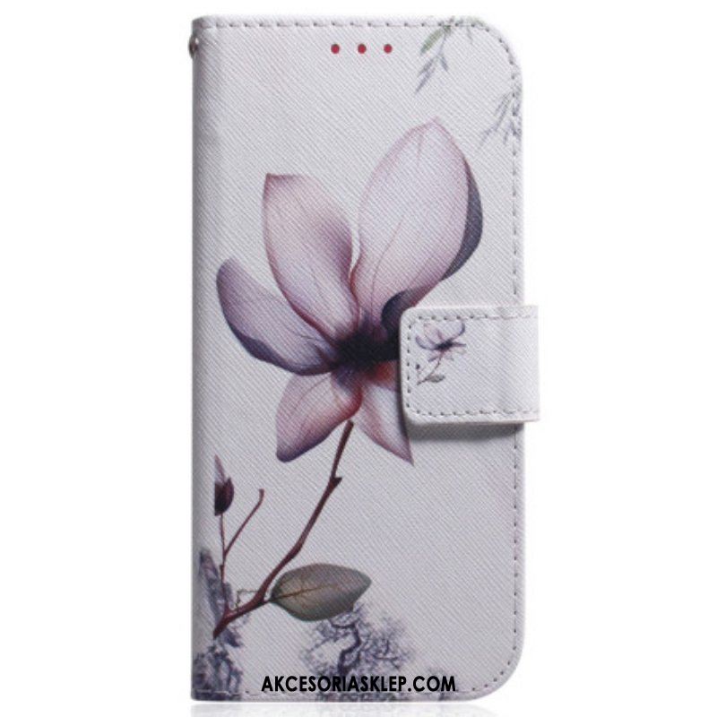 Etui Folio do Xiaomi 13 Pro z Łańcuch Kwiat Róży Na Ramiączkach