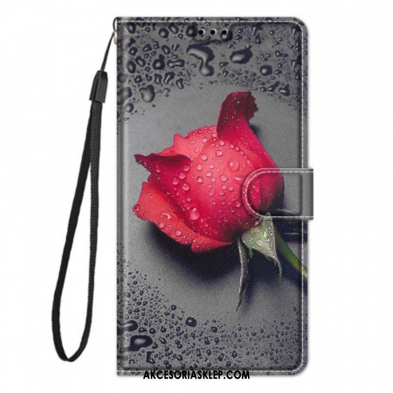 Etui Folio do Xiaomi Redmi Note 10 Pro Róże Z Smyczą