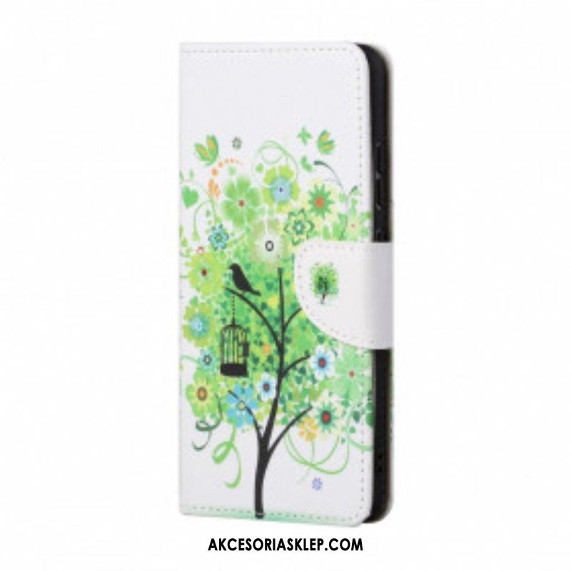 Etui Folio do Xiaomi Redmi Note 10 Pro Zielone Drzewo