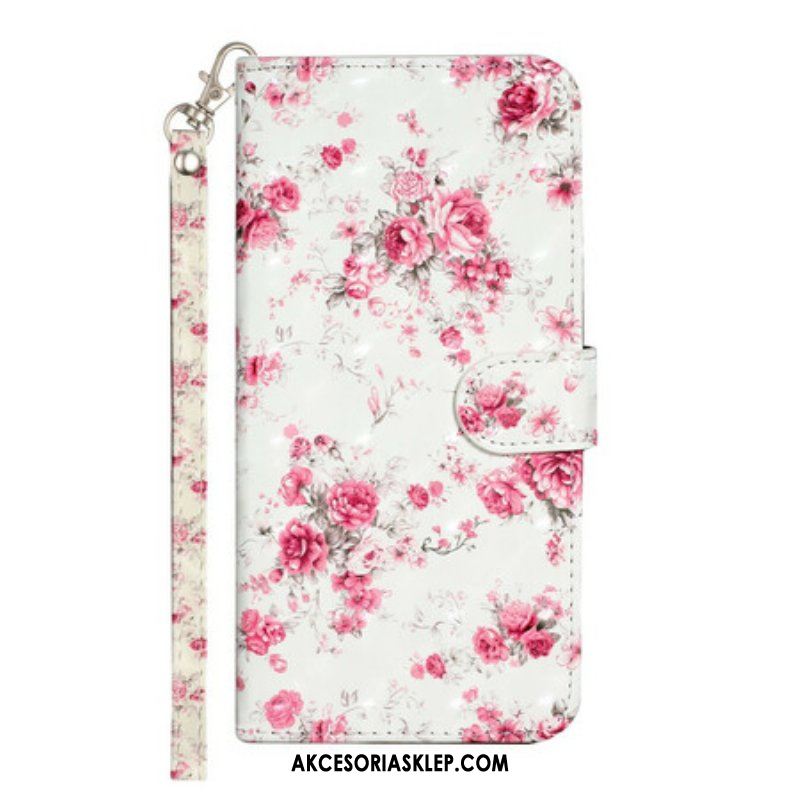 Etui Folio do iPhone 13 Pro Max z Łańcuch Pasek Light Spot Flowers