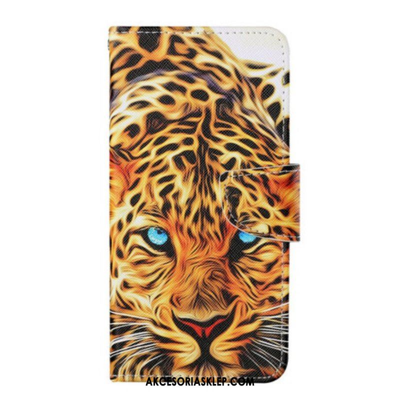 Etui Folio do iPhone 13 Pro Tygrys Ze Smyczą