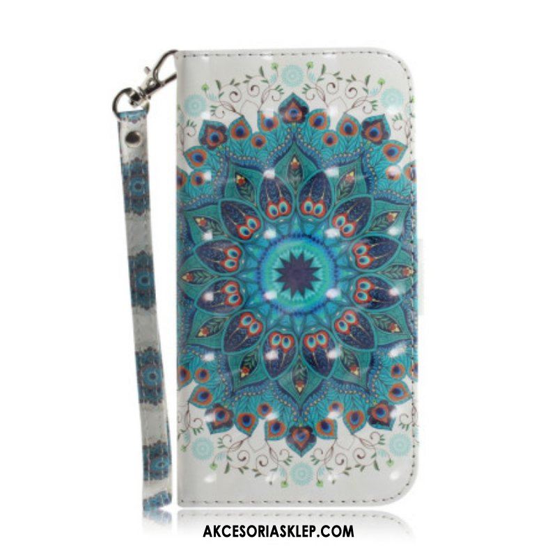 Etui Folio do iPhone 14 Plus z Łańcuch Paskowata Mandala