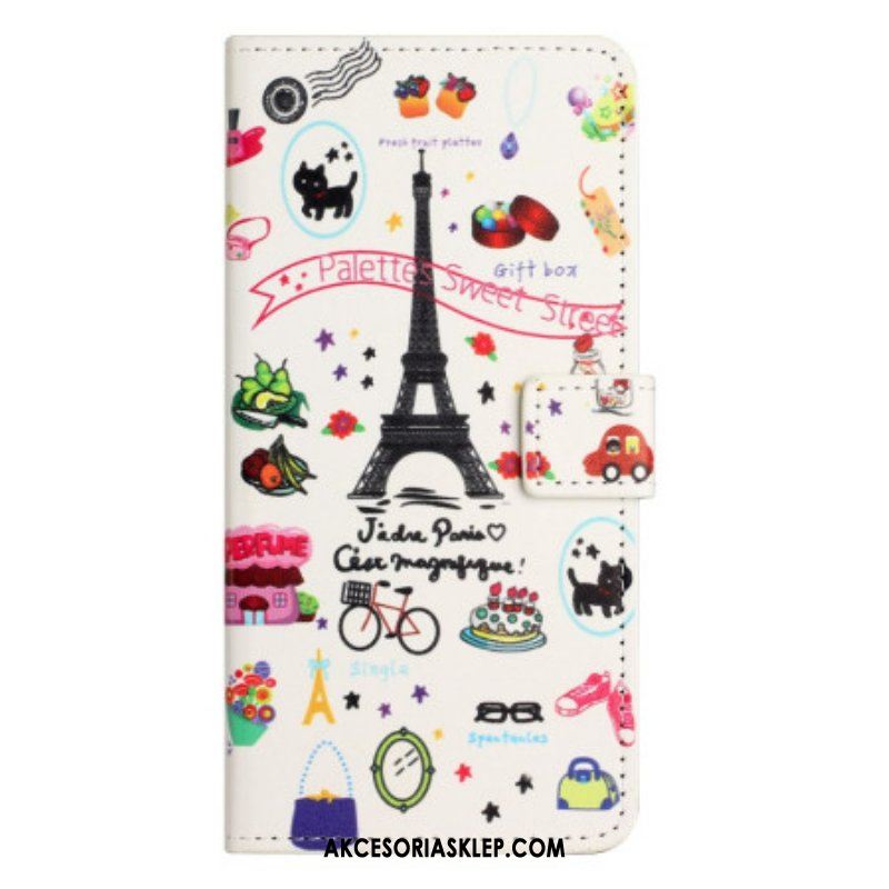 Etui Folio do iPhone 14 Pro Słodki Paryż