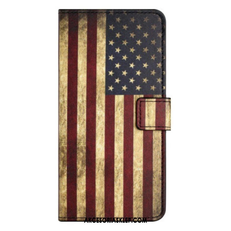 Etui Folio do iPhone 14 Pro Vintage Flaga Amerykańska