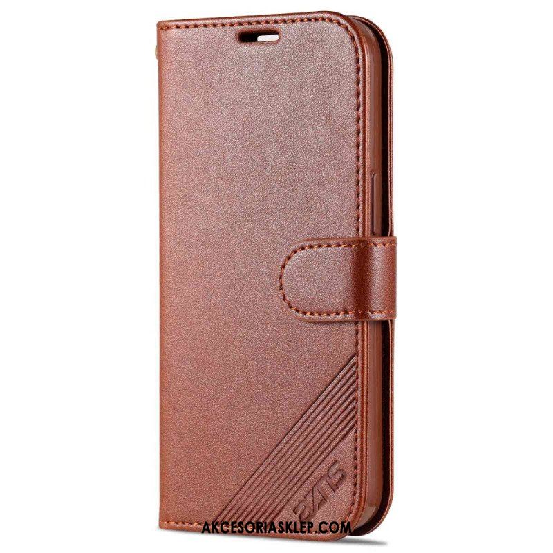 Etui Folio do iPhone 14 Stylizacja Skóry Azns