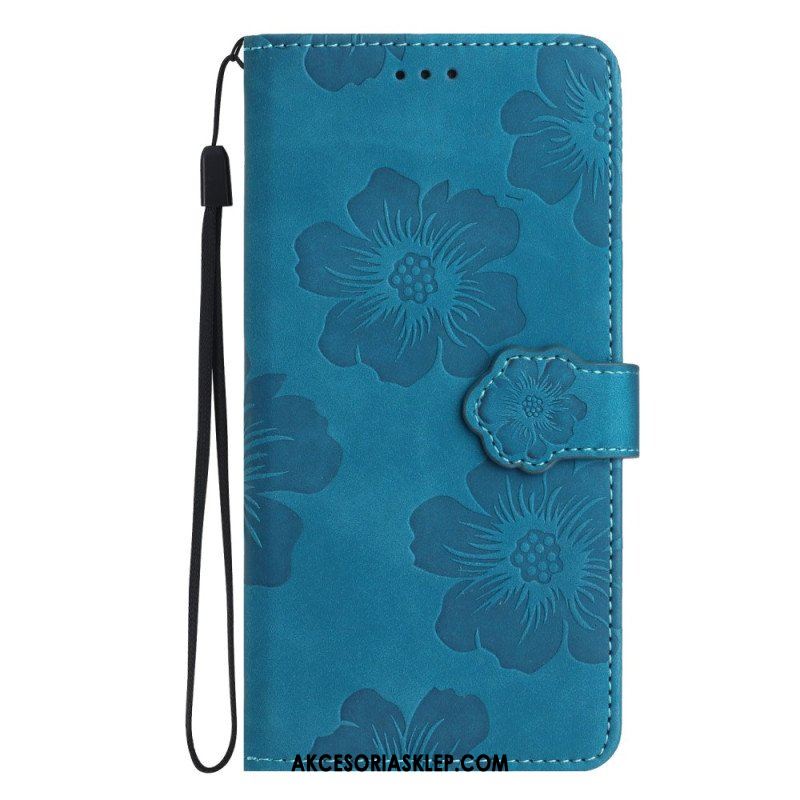 Etui Folio do iPhone 15 Nadruk Kwiatowy