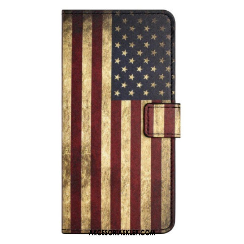 Etui Folio do iPhone 15 Plus Vintage Flaga Usa