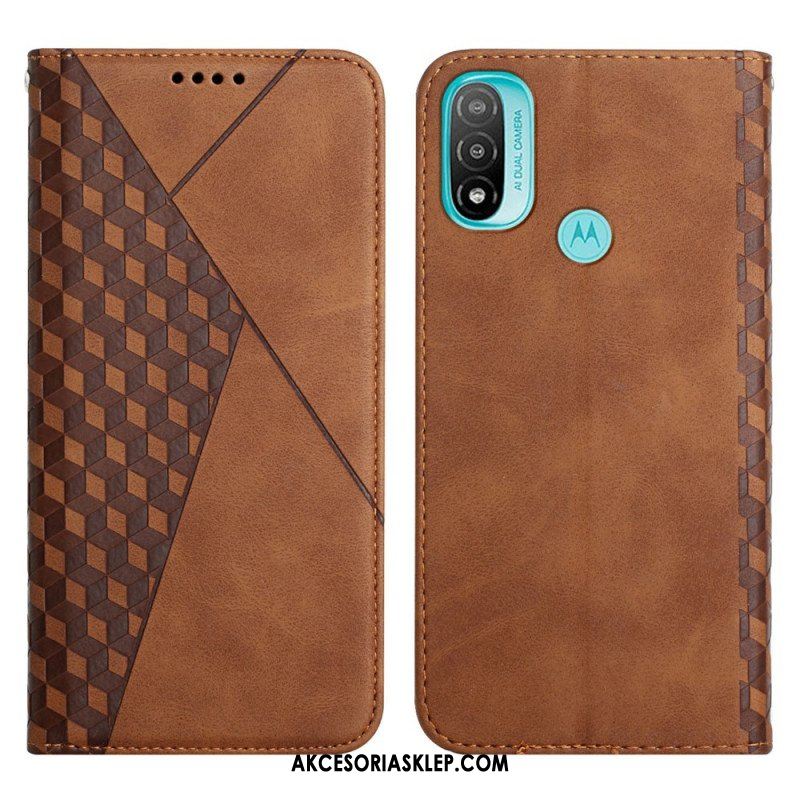Etui Na Telefon do Moto E40 / E30 / E20 Etui Folio Efekt Geo Skóry