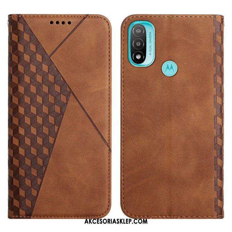 Etui Na Telefon do Moto E40 / E30 / E20 Etui Folio Efekt Geo Skóry