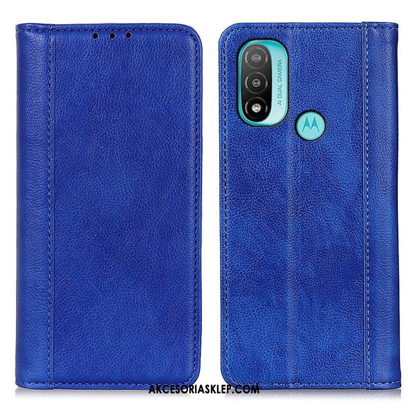 Etui Na Telefon do Moto E40 / E30 / E20 Etui Folio Elegancka Dwoina Skóry Liczi