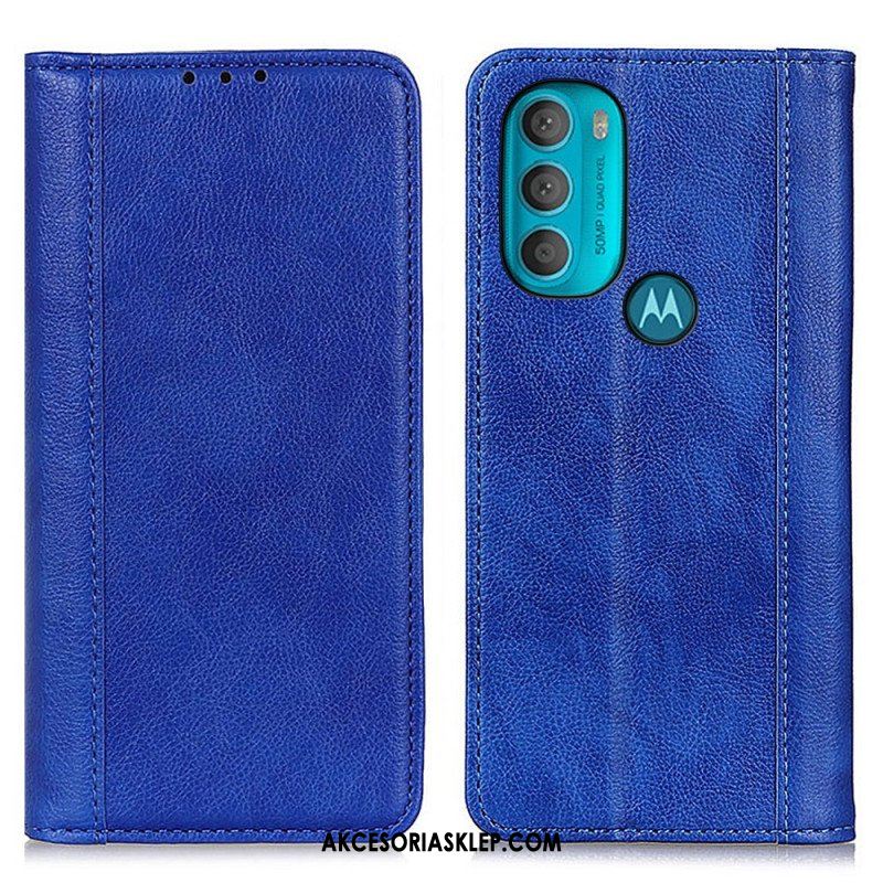 Etui Na Telefon do Moto G71 5G Etui Folio Elegancka Dwoina Skóry Liczi