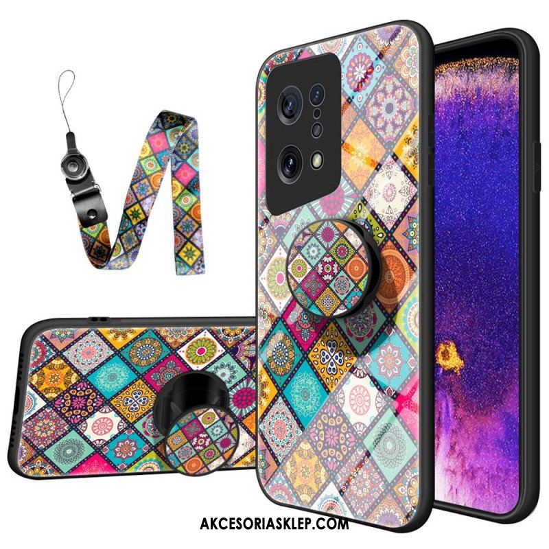 Etui do Oppo Find X5 Patchworkowy Uchwyt Magnetyczny