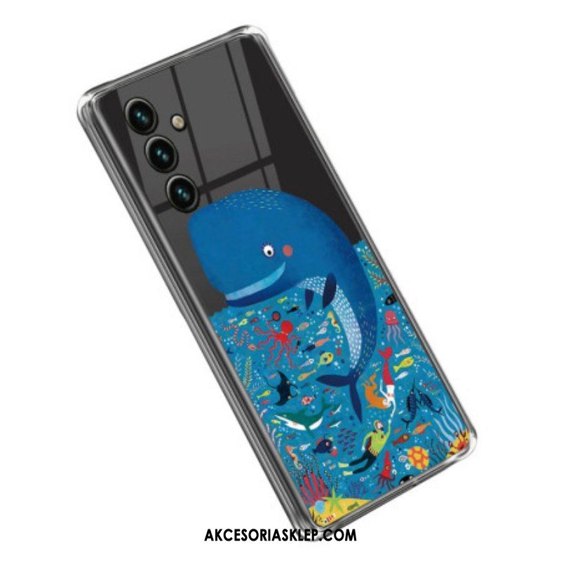 Etui do Samsung Galaxy A14 / A14 5G Przejrzysty Kolorowy Wieloryb