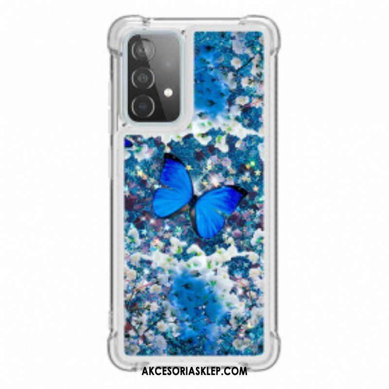 Etui do Samsung Galaxy A52 4G / A52 5G / A52s 5G Błyszczące Niebieskie Motyle