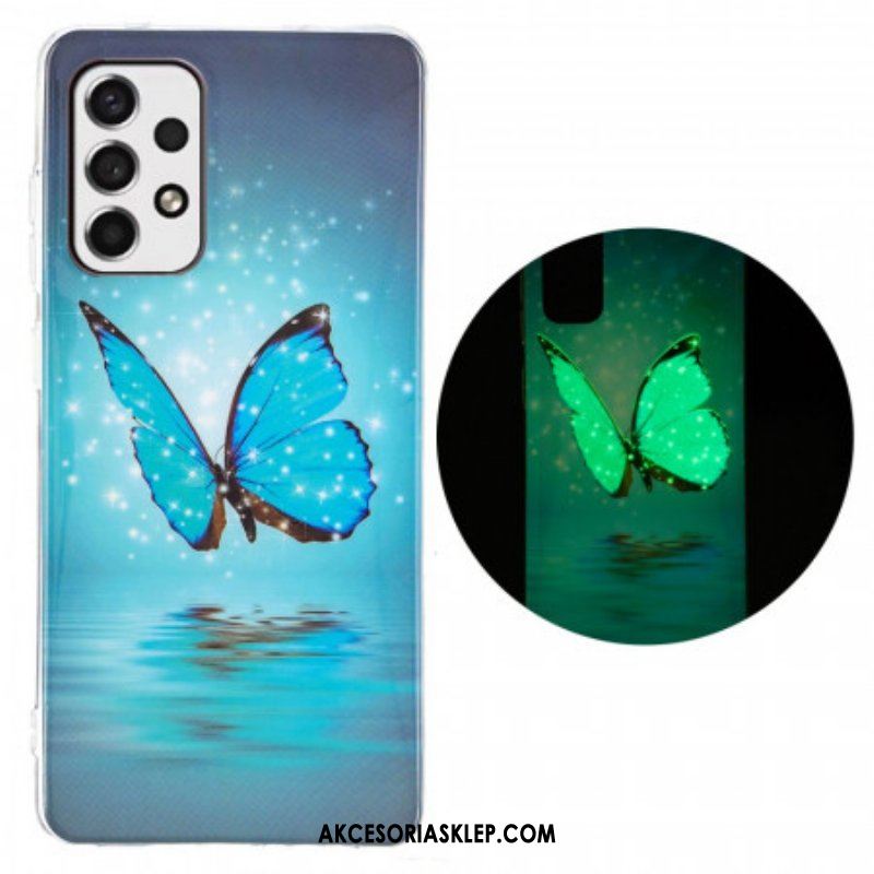 Etui do Samsung Galaxy A53 5G Fluorescencyjny Niebieski Motyl