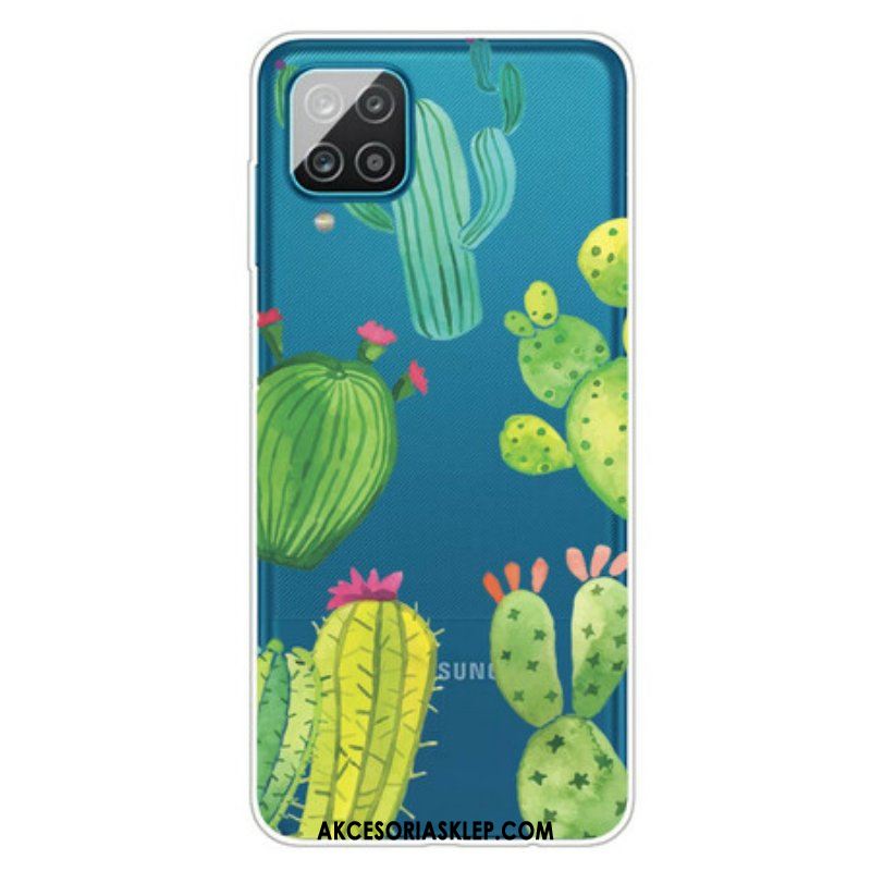 Etui do Samsung Galaxy M12 / A12 Akwarela Kaktusy