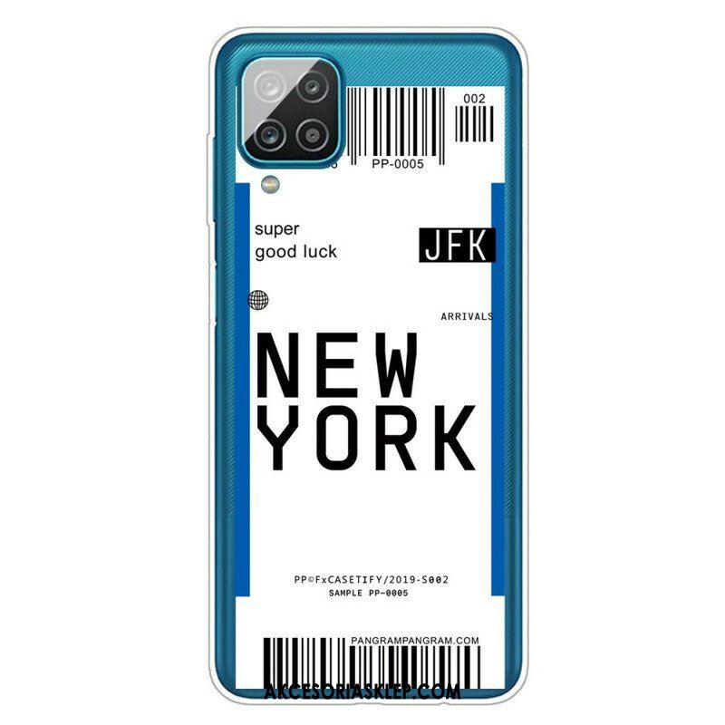 Etui do Samsung Galaxy M12 / A12 Karta Pokładowa Do Nowego Jorku