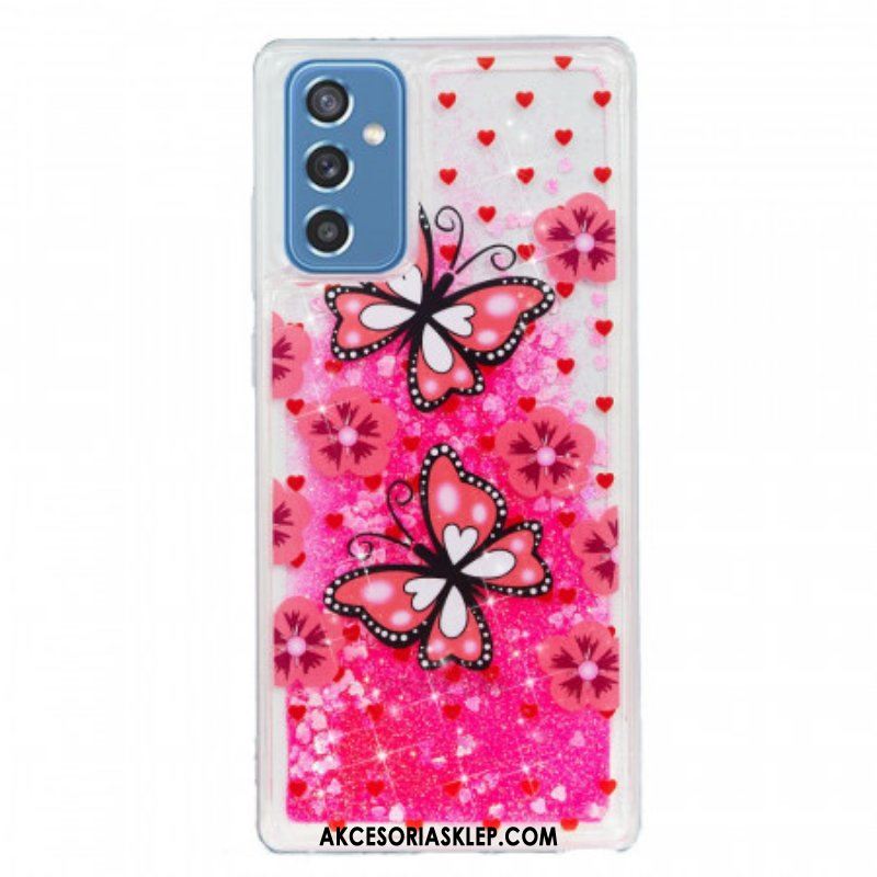 Etui do Samsung Galaxy M52 5G Różowe Motyle