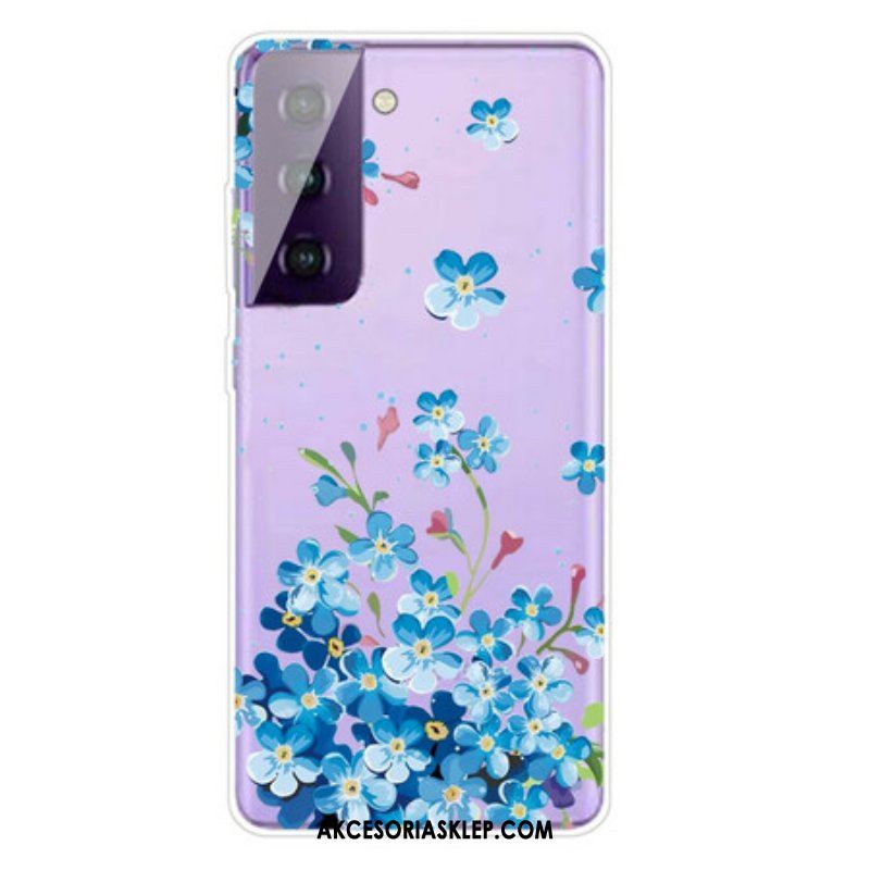 Etui do Samsung Galaxy S21 FE Niebieskie Kwiaty