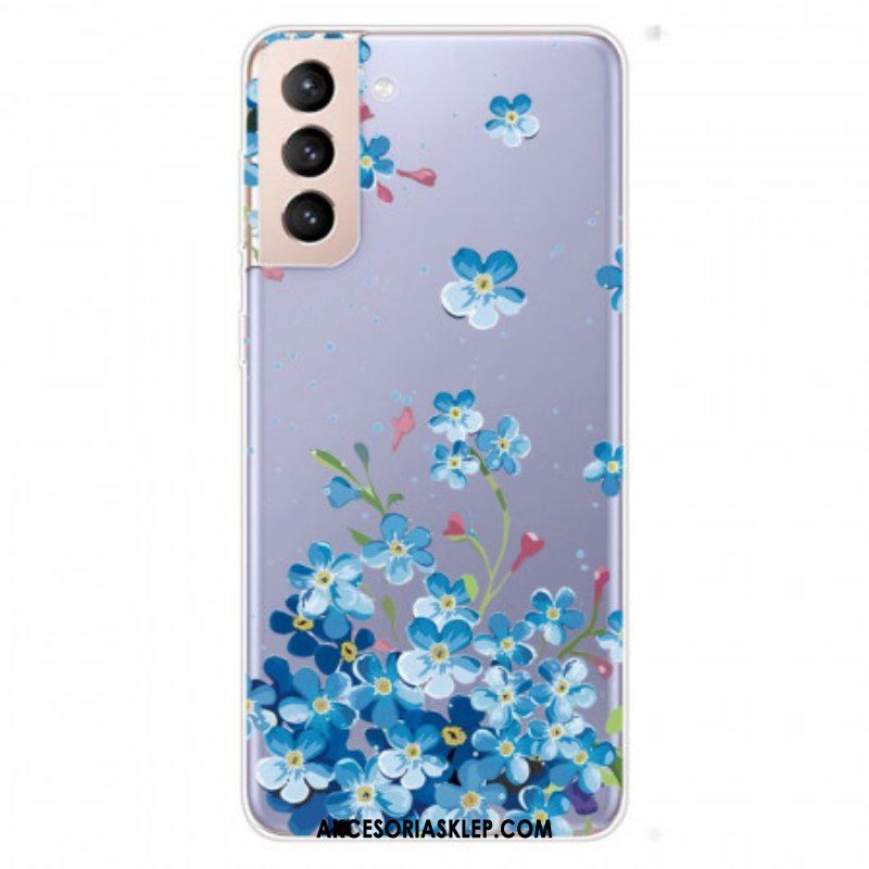 Etui do Samsung Galaxy S22 5G Niebieskie Kwiaty