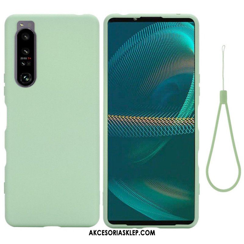 Etui do Sony Xperia 1 IV z Łańcuch Płynny Silikon W Paski