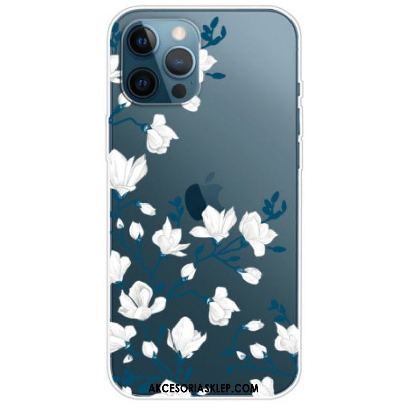 Etui do iPhone 14 Pro Bezszwowi Biali Kwiaty