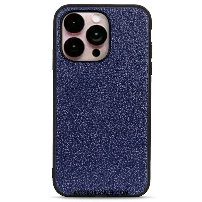 Etui do iPhone 14 Pro Max Prawdziwa Skóra Litchi