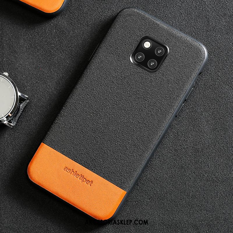 Futerał Huawei Mate 20 Pro Szycie Prawdziwa Skóra Eleganckie Proste Szary Etui Sprzedam