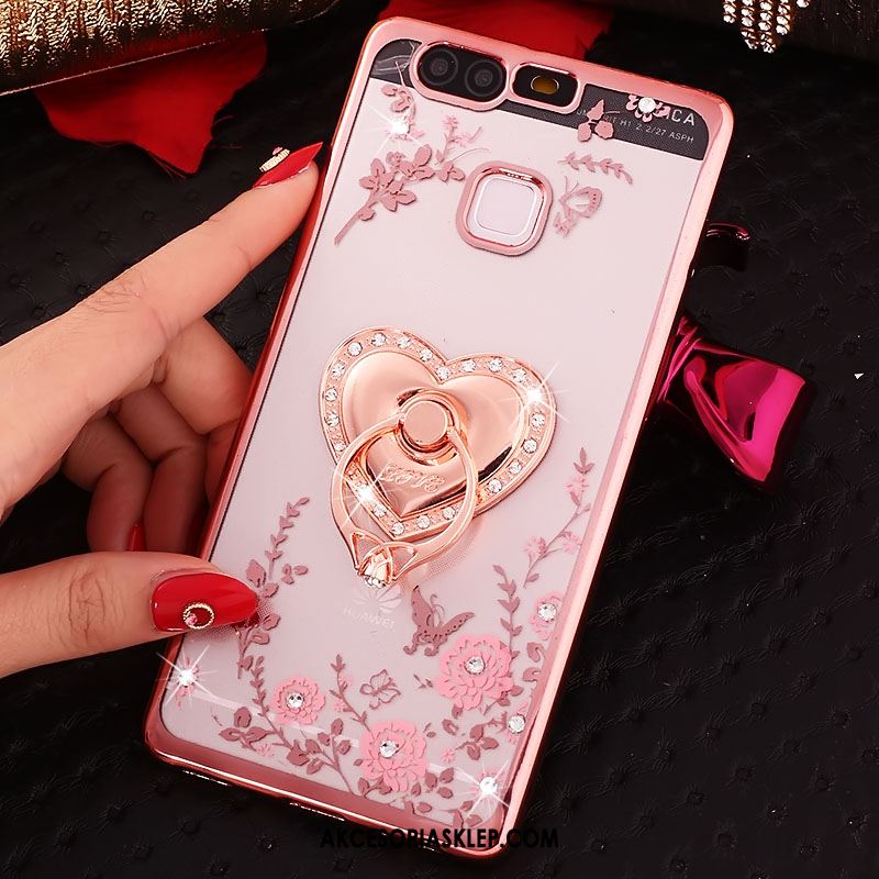 Futerał Huawei P9 Plus Rhinestone Telefon Komórkowy Przezroczysty Kwiaty Ochraniacz Etui Tanie